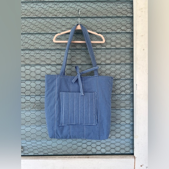 Handbags - Blue on Blue Gingham Tote